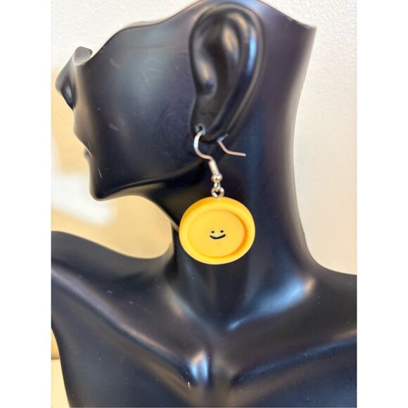Smiley Face Statement Earrings - Picture 2 of 2